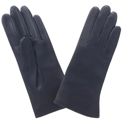 Gants Femme Galia Cuir Doublé Soie Bleu - Glove Story
