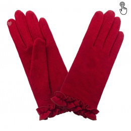 Women's Red Ruffled Touchscreen Gloves - Glove Story