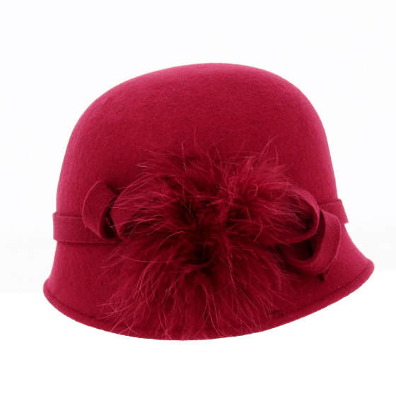 Chapeau Cloche Sophia Feutre Laine Rouge - Traclet