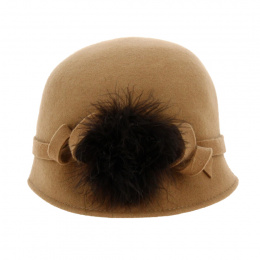 Sophia Cloche Hat Camel Wool Felt - Traclet