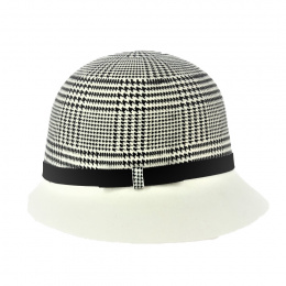 Cloche hat Wool felt houndstooth and white - Traclet