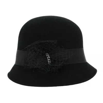 Chapeau Cloche Maithe Feutre Laine Noir - Traclet Reference : 18657 | Chapellerie Traclet