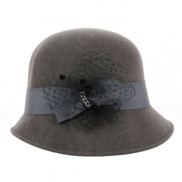 Maithe Grey Wool Felt Cloche Hat - Traclet