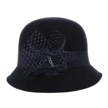 Maithe Navy Wool Felt Cloche Hat - Traclet Reference: 18659 | Traclet Hat Shop