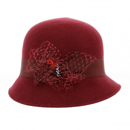 Maithe Cloche Hat Wool Felt Burgundy - Traclet