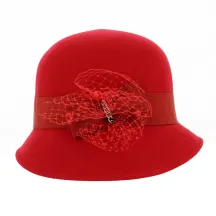 Chapeau Cloche Maithe Feutre Laine Rouge - Traclet Reference : 18661 | Chapellerie Traclet