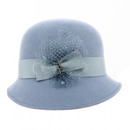 Maithe Cloche Hat Light Blue Wool Felt - Traclet