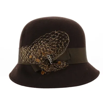 Chapeau Cloche Maithe Feutre Laine Marron - Traclet Reference : 18666 | Chapellerie Traclet