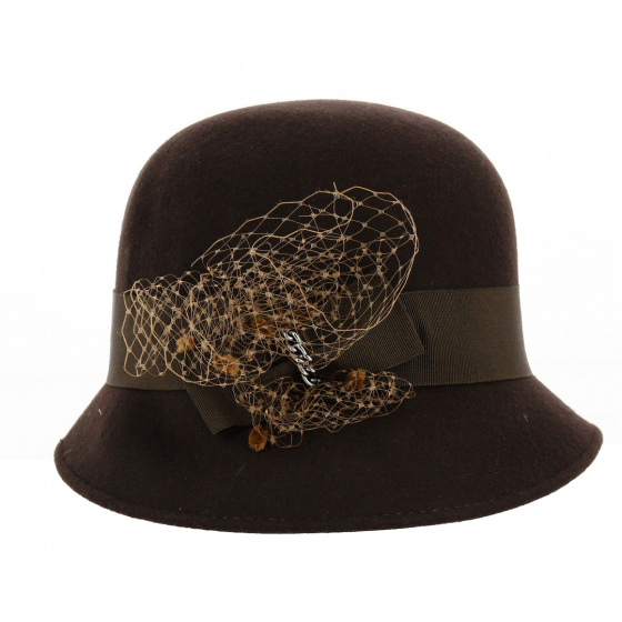Brown Wool Felt Maithe Cloche Hat - Traclet