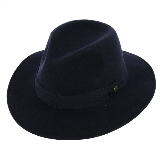 Made in France Traveller Max Wool Felt Hat Navy - Traclet Made in France Traveller Max Wool Felt Hat Navy - Traclet