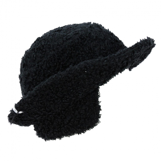 Black Sheepskin Effect Bucket Hat - Traclet