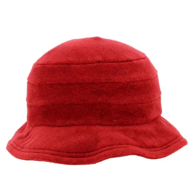 Red fleece bucket hat with ear flaps Reference: 16904 | Traclet Hatmakers