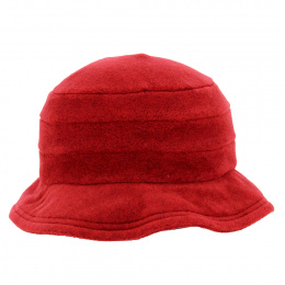 Elza Red fleece bucket hat with ear flaps - Traclet