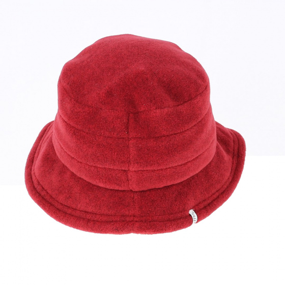 Elza Red fleece bucket hat with ear flaps - Traclet