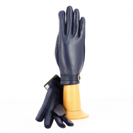 Navy Sheepskin Leather Tactile Gloves - Isotoner
