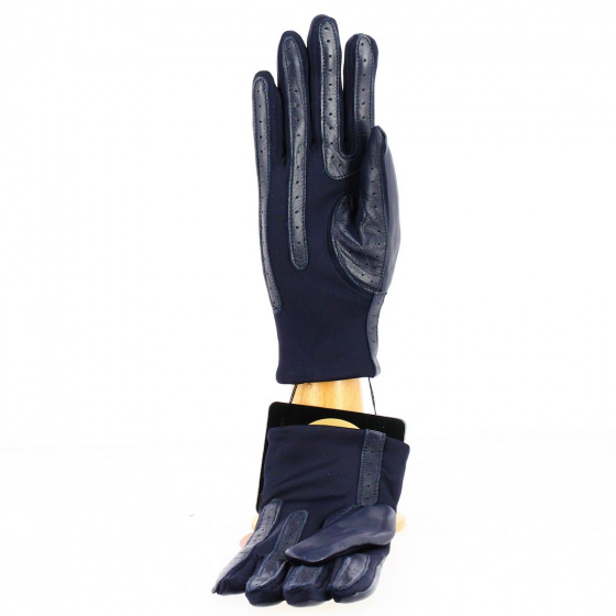 Navy Sheepskin Leather Touchscreen Gloves - Isotoner