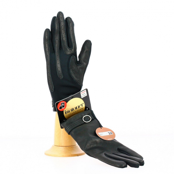 Gants Tactile Cuir Mouton Noir - Isotoner