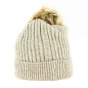 Elizabeth Beige Pompon Bonnet - Traclet