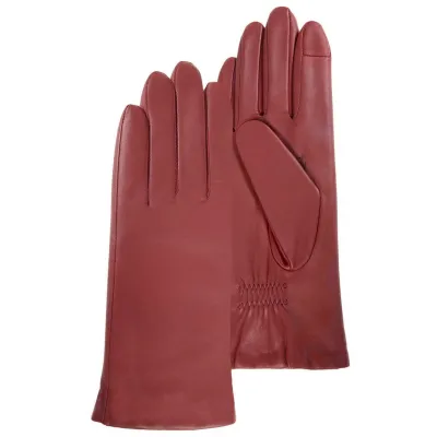 Gants Femme Tactiles Cuir Rouge - Isotoner