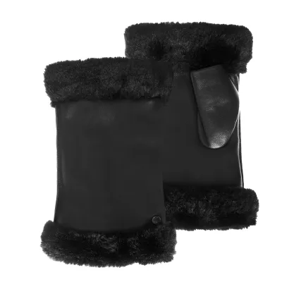 Mitaines Femme Cuir Agneau Noir - Isotoner  Référence : 18729 | Chapellerie Traclet