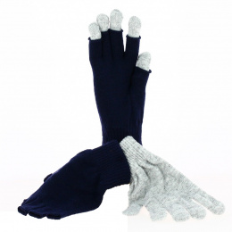 Navy Blue Acrylic Gloves - Mittens - Traclet