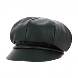 Black Polyester Newsboy Cap - Traclet