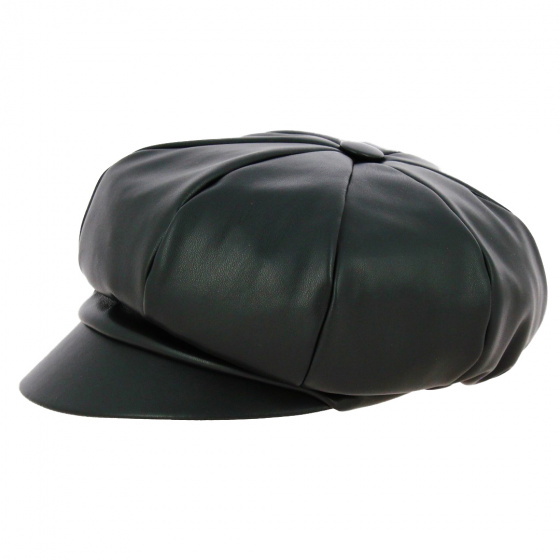 Black Polyester Newsboy Cap - Traclet