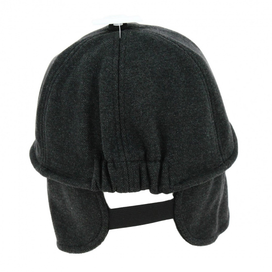 Grey Wool Baseball Cap with Ear Flaps - Traclet