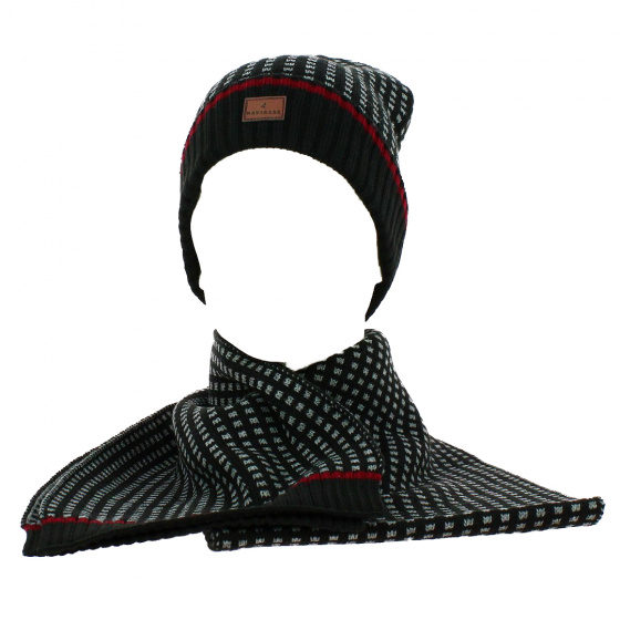 Marlow Black Beanie and Scarf Set - Traclet