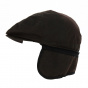 Flat Cap with Ear Flaps Gallagher Waxed Cotton Brown - Traclet