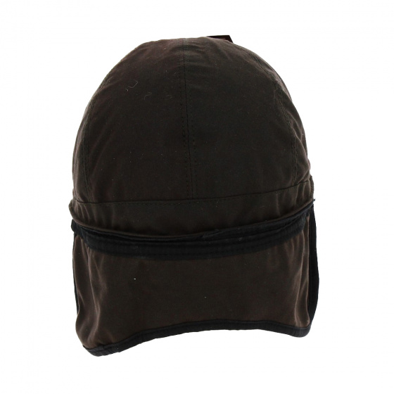 Casquette Plate Cache-oreilles Gallagher Coton ciré Marron - Traclet