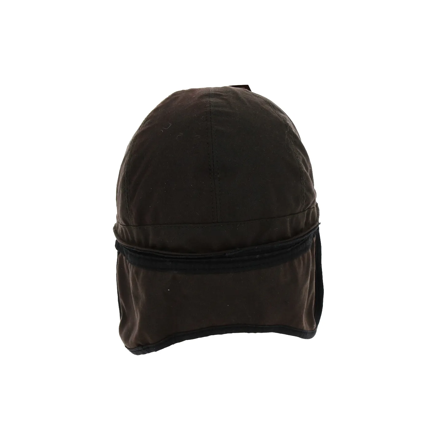 Flat Cap with Ear Flaps Waxed Cotton Brown - Traclet Reference: 18782 | Traclet Hat Shop