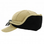 Beige Cotton Baseball Cap with Earflaps - Traclet