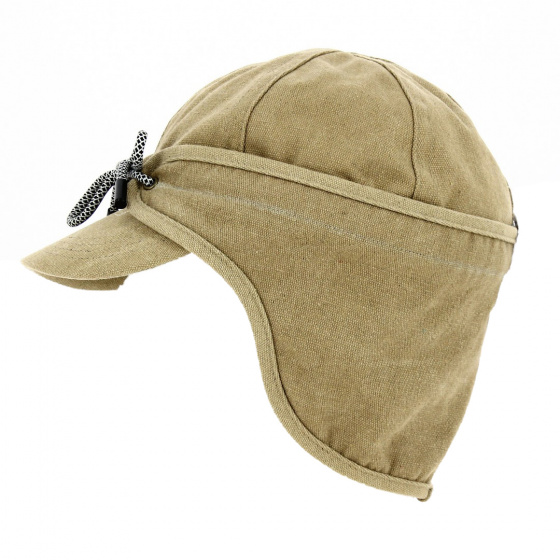 Baseball Cap with Ear Flaps Cotton Beige - Traclet