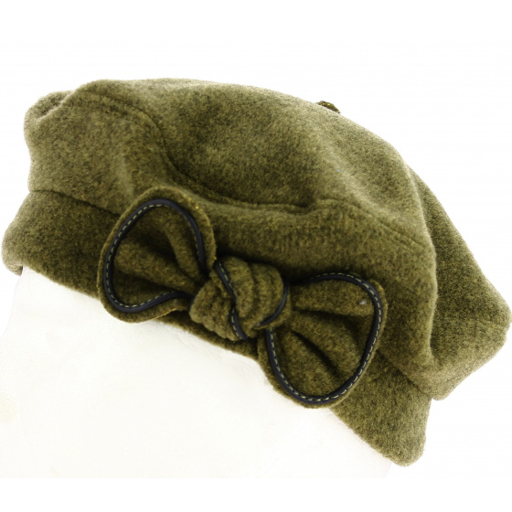 Pine Green Odile Fleece Beret - Traclet