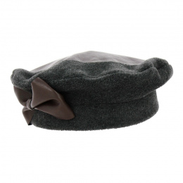 Polar beret & Faux leather Nadine Anthracite - Traclet
