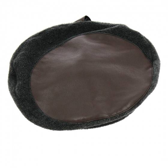 Béret polaire & Simili cuir Nadine Anthracite - Traclet