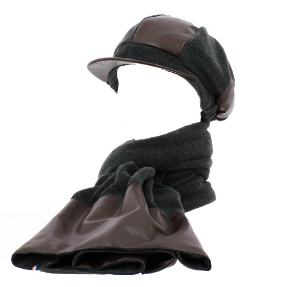 Casquette Gavroche Sylvie Polaire & Simili cuir Grise - Traclet