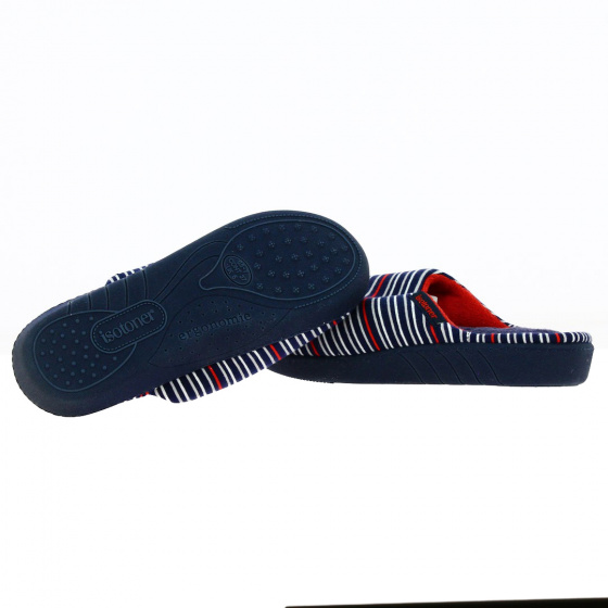 Women's Blue Striped Mule Slippers with X-TRA COMFORT Sole - Isotoner