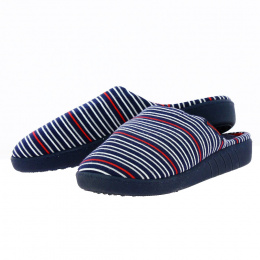 Women's Mules Slippers Blue Stripes Sole X-TRA CONFORT - Isotoner