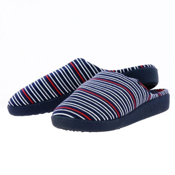 Women's Blue Striped Mule Slippers with X-TRA COMFORT Sole - Isotoner