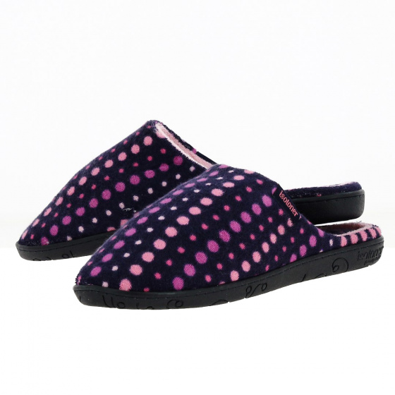 Women's Velvet Polka Dot Mules in Pink with X-TRA COMFORT Sole - Isotoner