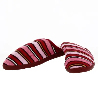 Women's Velvet Slippers with Red Stripes X-TRA COMFORT Sole - Isotoner Reference: 18801 | Traclet Hat Shop
