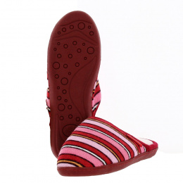 Women's Mules Velvet Stripes Red Sole X-TRA COMFORT - Isotoner