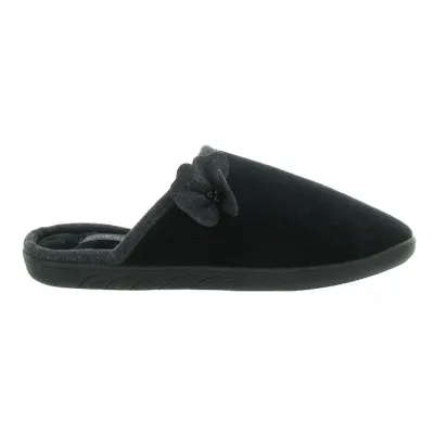 Women's Black Velvet Mules with X-TRA COMFORT Sole - Isotoner Reference: 18804 | Chapellerie Traclet