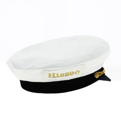 Personalized White Cotton Commodore Sailor Cap - Traclet Reference: 16456 | Traclet Hat Shop
