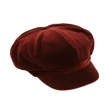 Casquette Gavroche velours rouge/bordeaux - Traclet