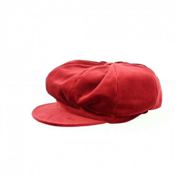 Casquette Gavroche velours rouge/bordeaux - Traclet