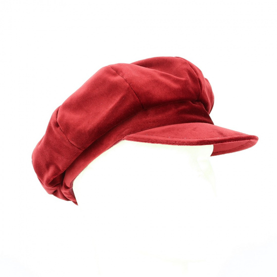 Gavroche cap red/bordeaux velvet - Traclet