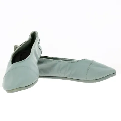Chaussons Ballerines Femme Cuir Bleu ciel - Isotoner Reference : 18825 | Chapellerie Traclet